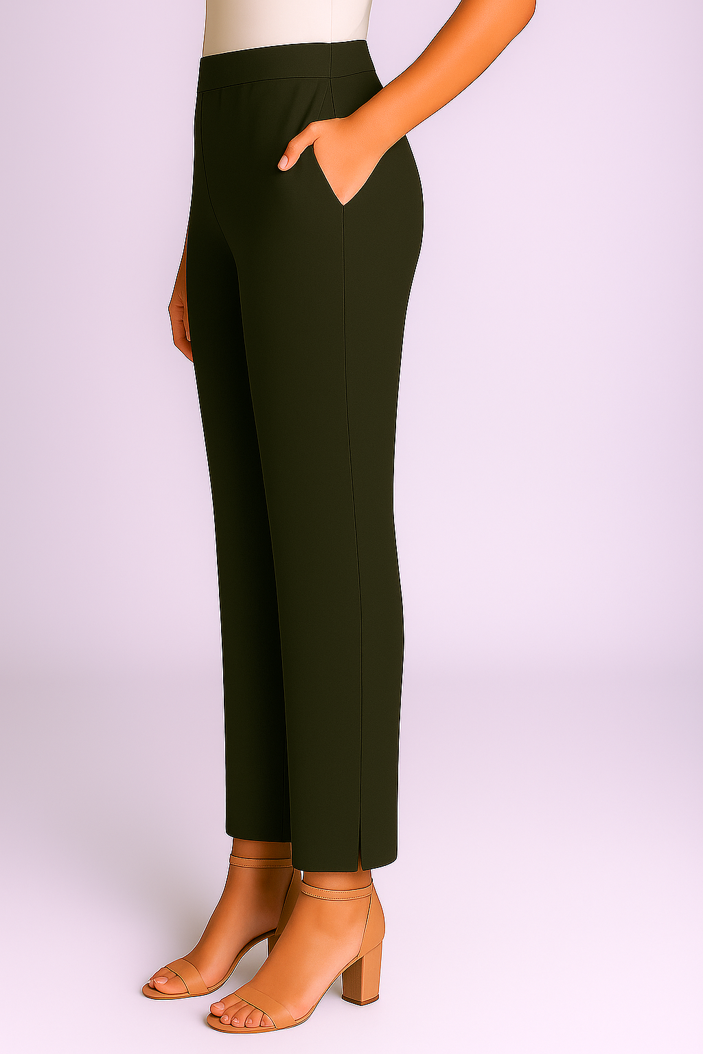 Dark Olive Women's Solid Cotton Lycra Kurti Pant