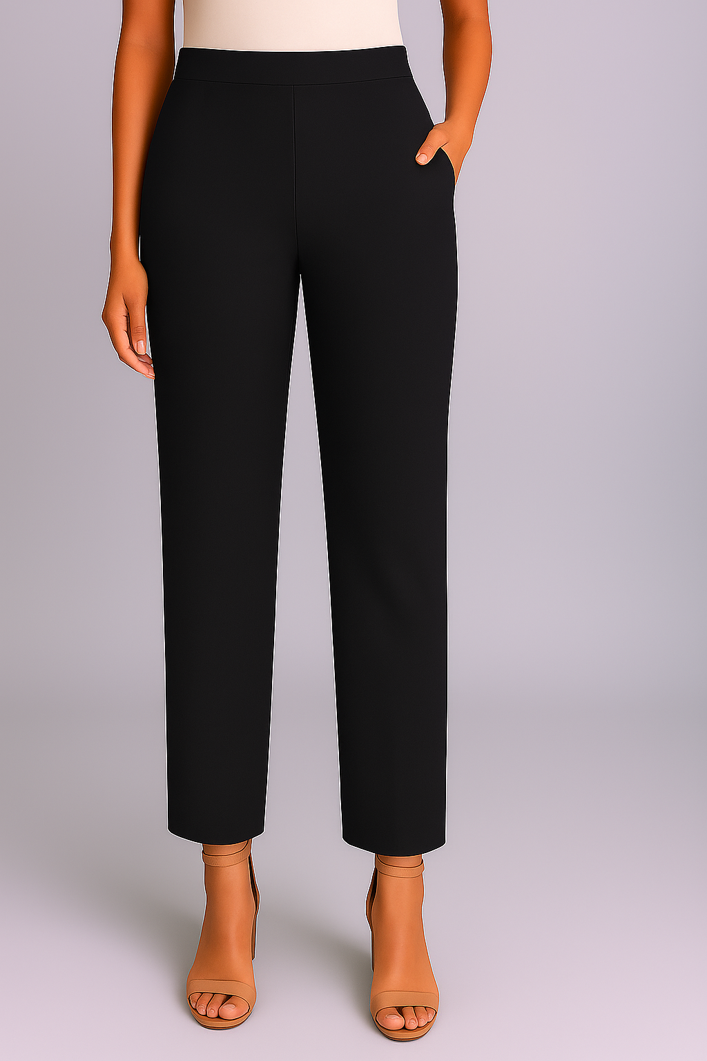 Black Women's Solid Cotton Lycra Kurti Pant
