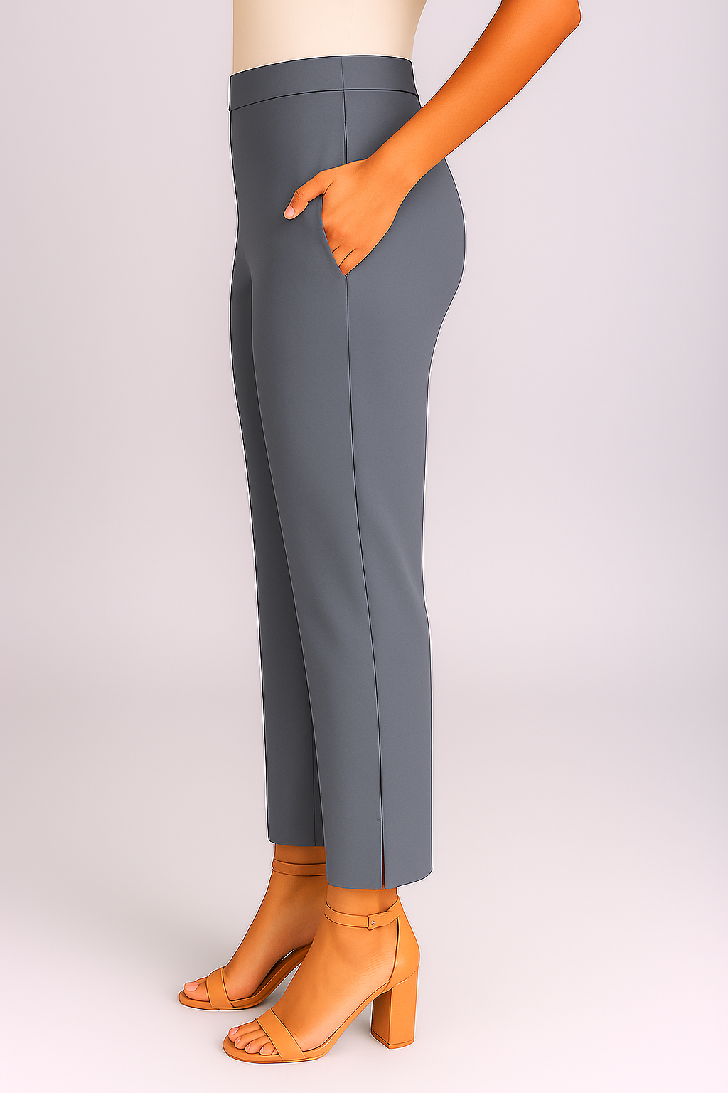 H Grey Women's Solid Cotton Lycra Kurti Pant