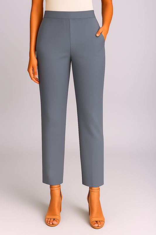 H Grey Women's Solid Cotton Lycra Kurti Pant