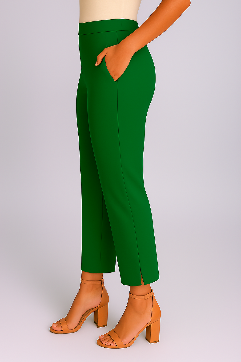 P Green Women's Solid Cotton Lycra Kurti Pant