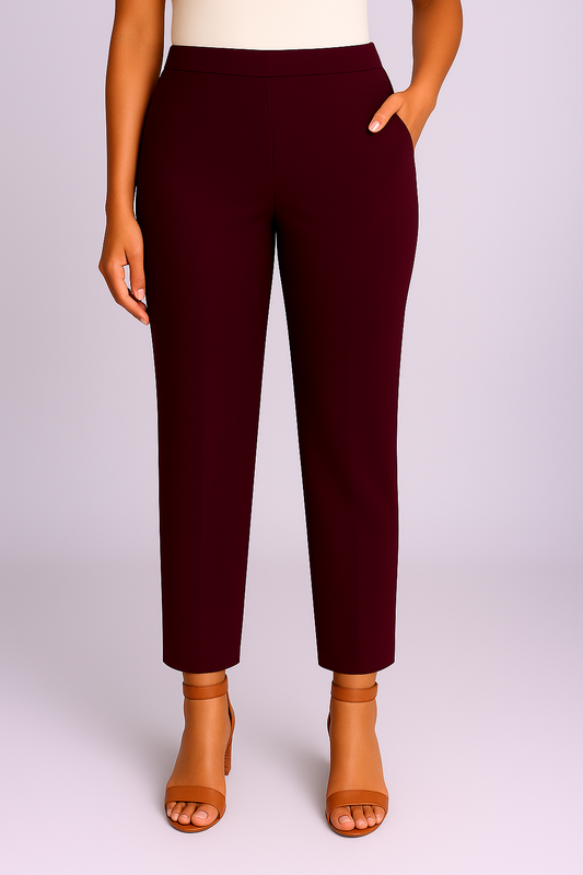 Dark Wine Women's Solid Cotton Lycra Kurti Pant