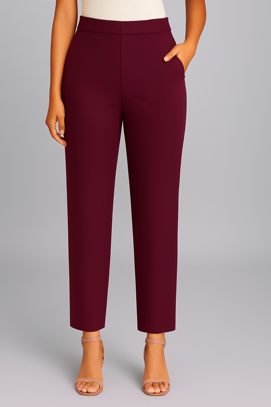 Wine Women's Solid Cotton Lycra Kurti Pant