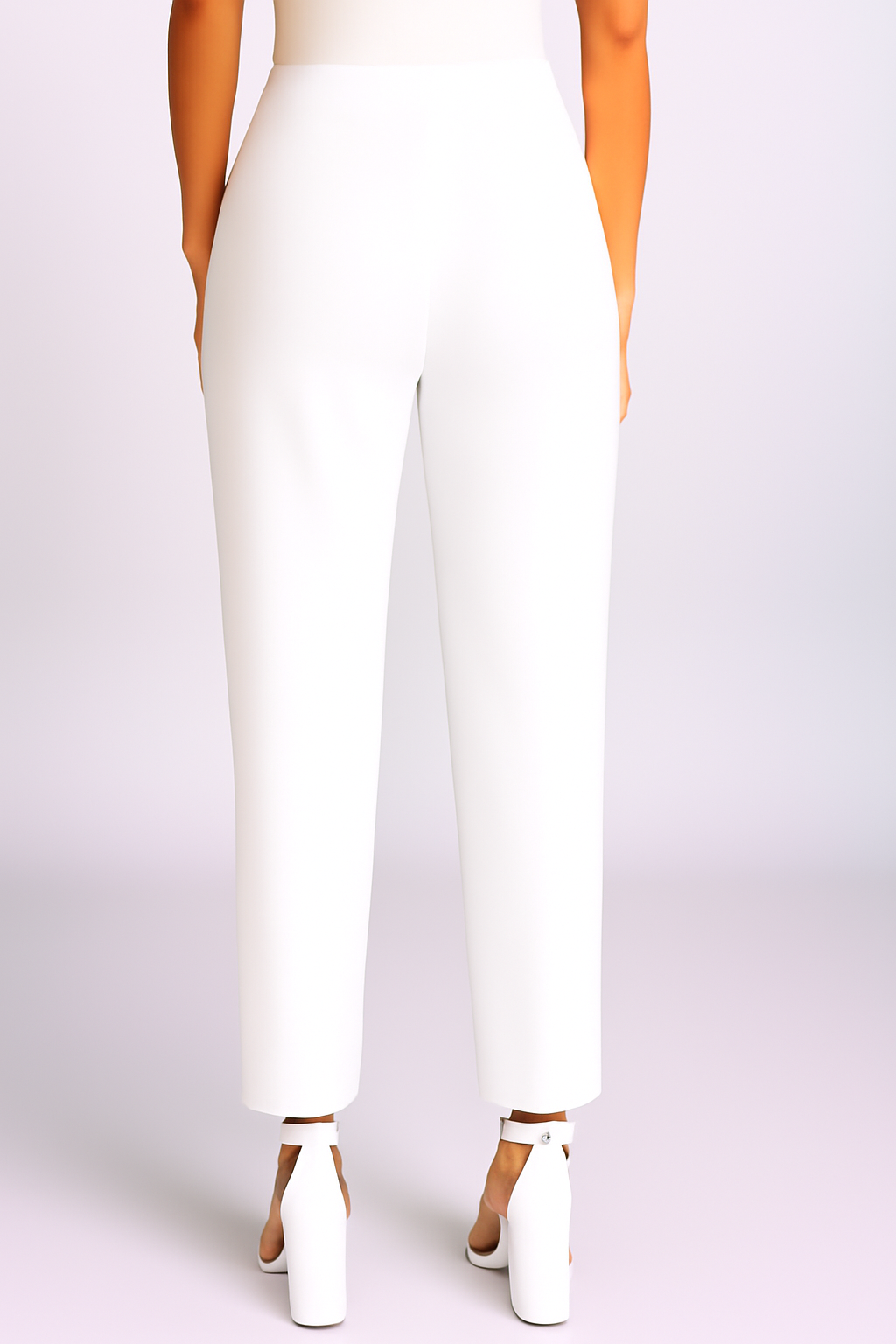 White Women's Solid Cotton Lycra Kurti Pant