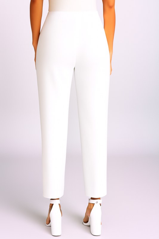 White Women's Solid Cotton Lycra Kurti Pant