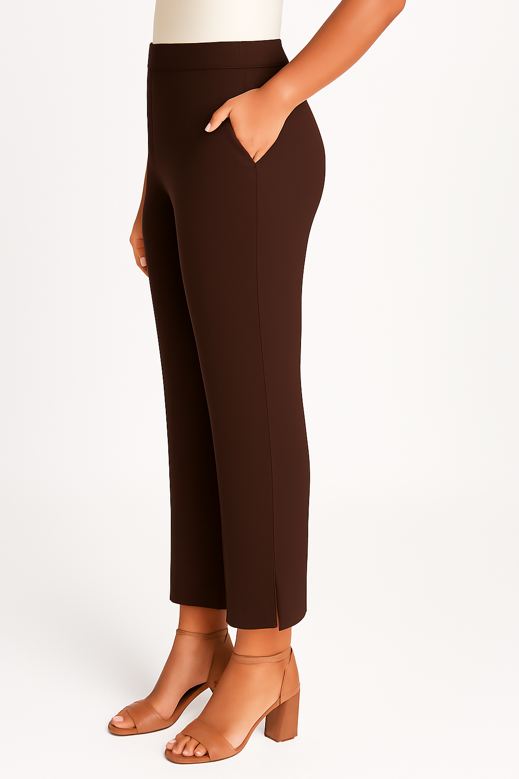 Deep Brown Women's Solid Cotton Lycra Kurti Pant
