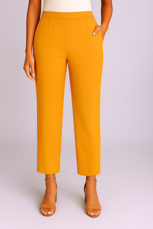 Deep Mustard Women's Solid Cotton Lycra Kurti Pant