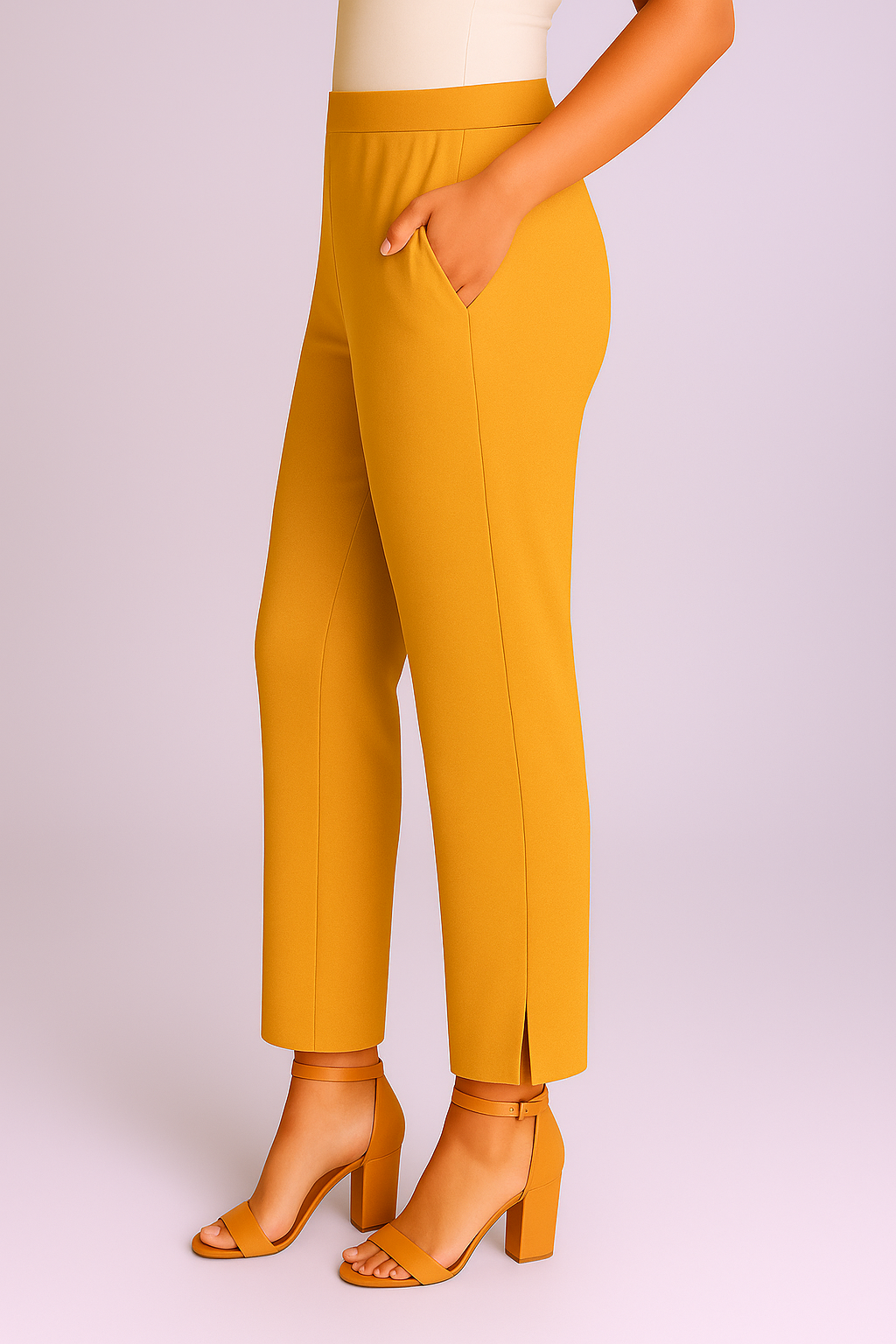 Deep Mustard Women's Solid Cotton Lycra Kurti Pant