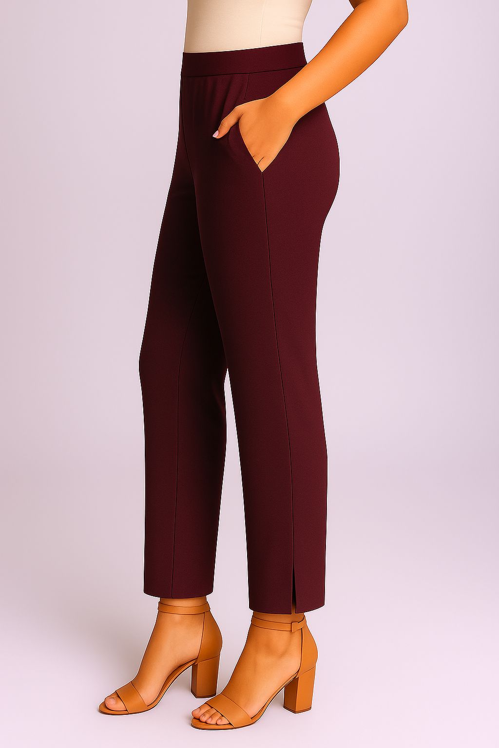 D.K. Maroon Women's Solid Cotton Lycra Kurti Pant