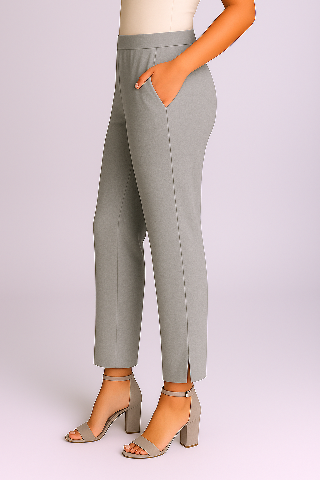 Dark Grey Women's Solid Cotton Lycra Kurti Pant