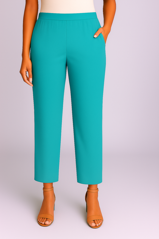 Teal Women's Solid Cotton Lycra Kurti Pant