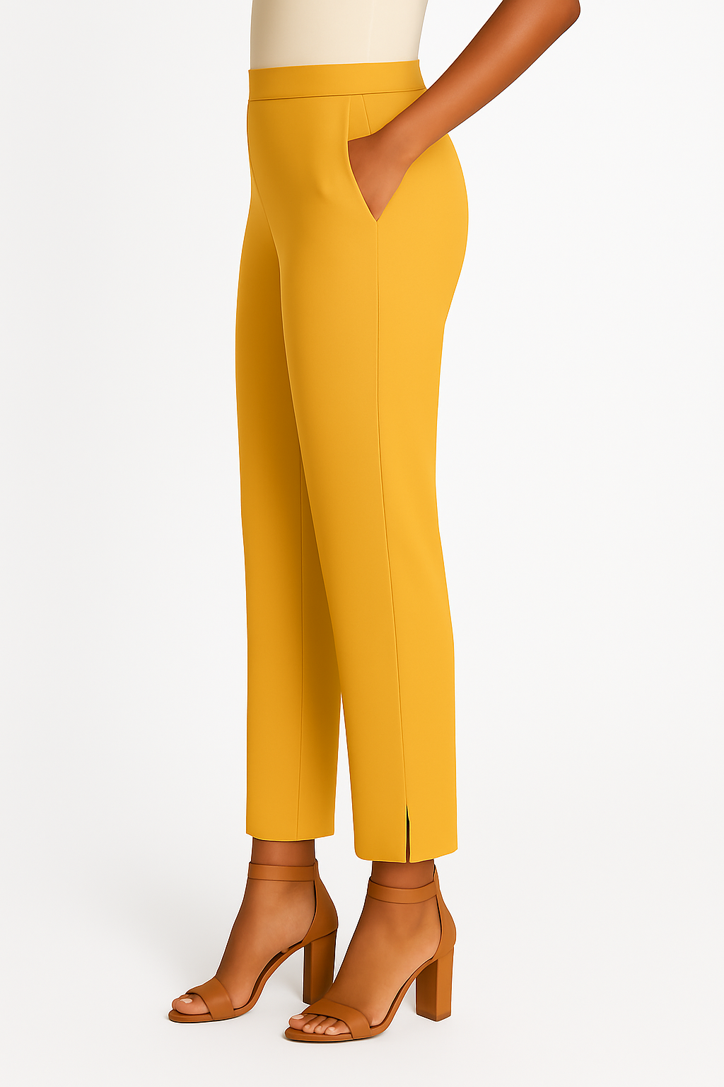 Light Mustard Women's Solid Cotton Lycra Kurti Pant