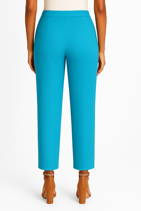 Turquoise Blue Women's Solid Cotton Lycra Kurti Pant
