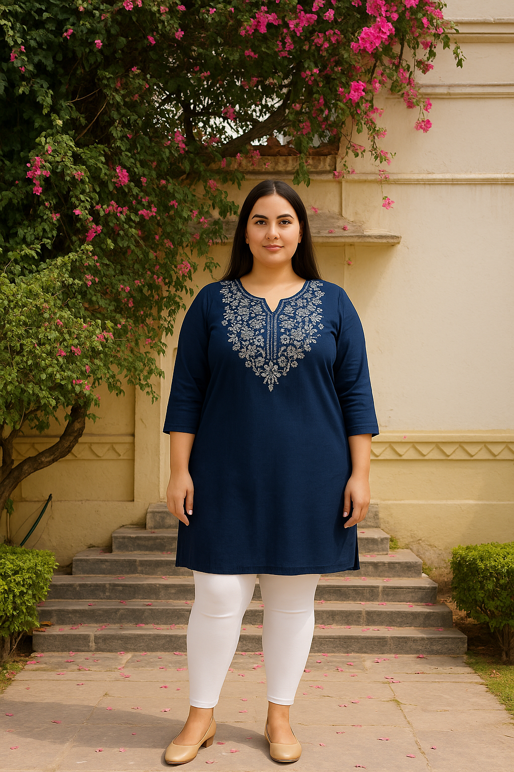 White Women's Ankle Length Plus Size Stretchable Cotton Lycra Leggings