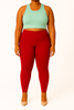 Red Women's Ankle Length Plus Size Stretchable Cotton Lycra Leggings