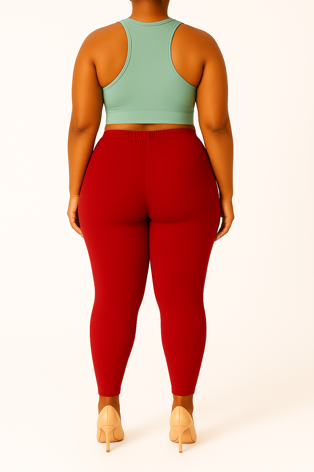 Red Women's Ankle Length Plus Size Stretchable Cotton Lycra Leggings