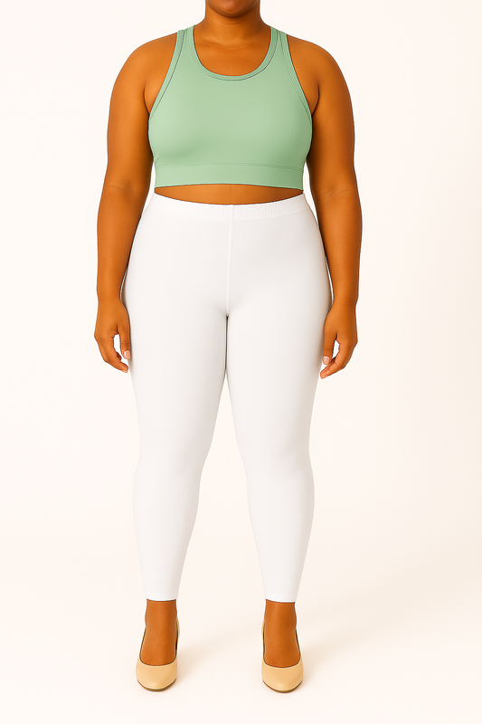 White Women's Ankle Length Plus Size Stretchable Cotton Lycra Leggings