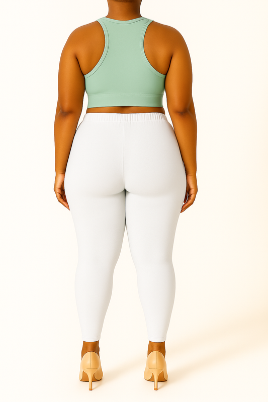 White Women's Ankle Length Plus Size Stretchable Cotton Lycra Leggings