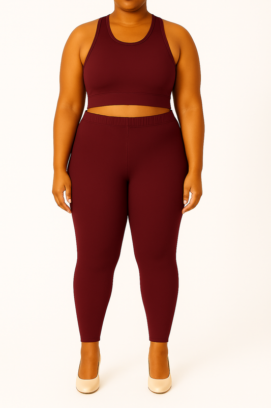 Dark Maroon Women's Ankle Length Plus Size Stretchable Cotton Lycra Leggings