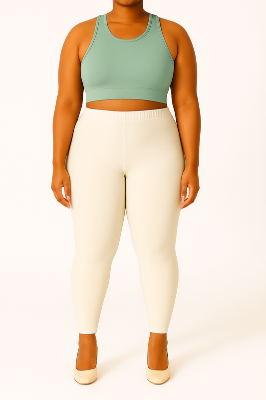 Off White Women's Ankle Length Plus Size Stretchable Cotton Lycra Leggings