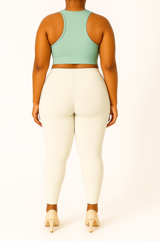 Off White Women's Ankle Length Plus Size Stretchable Cotton Lycra Leggings