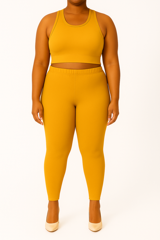Light Mustard Women's Ankle Length Plus Size Stretchable Cotton Lycra Leggings