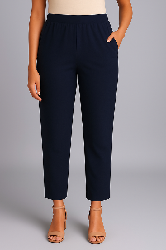 Denim Blue Women's Solid Cotton Lycra Kurti Pant
