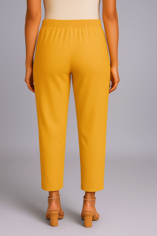 Gold Women's Solid Cotton Lycra Kurti Pant