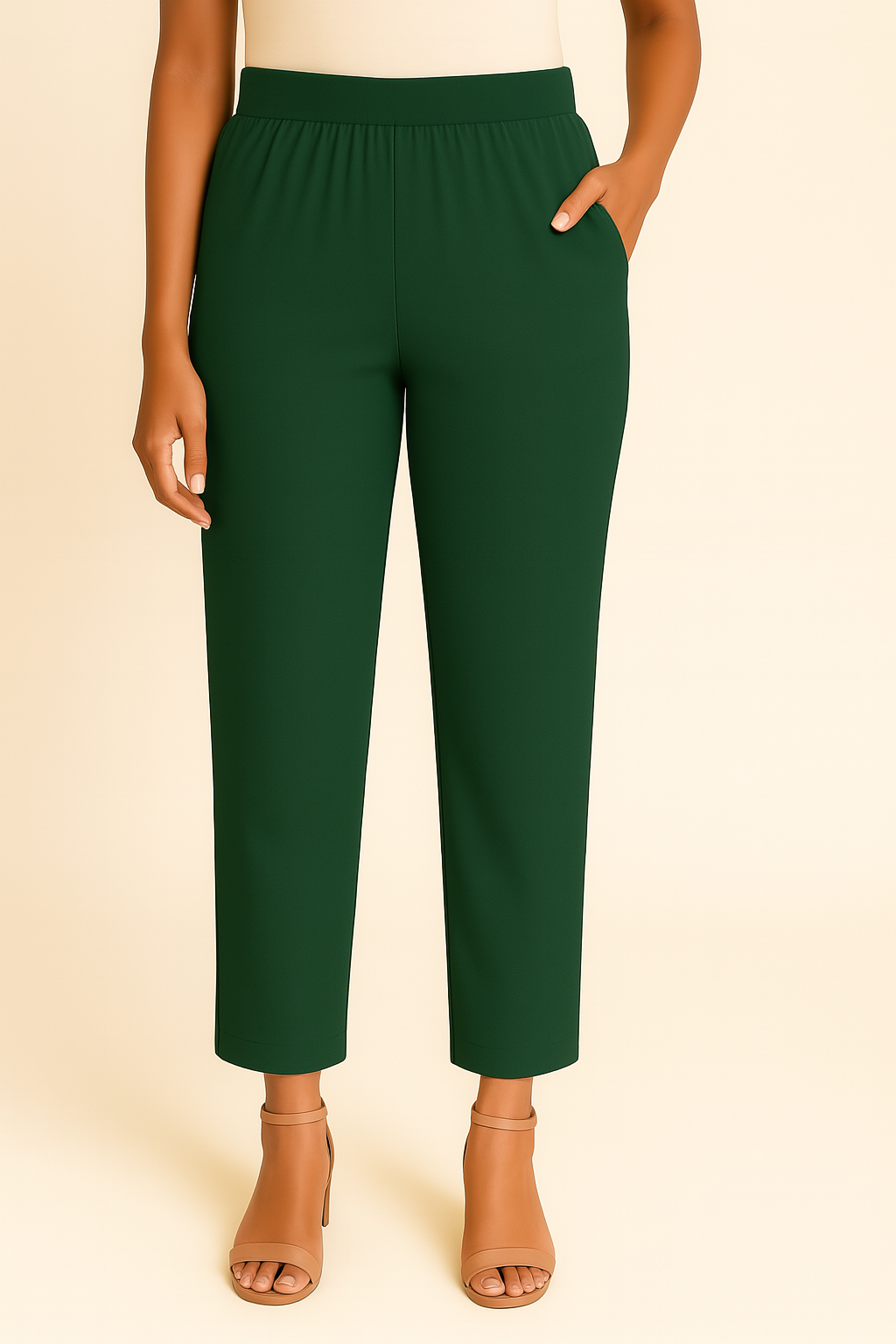 Hunter Green Women's Solid Cotton Lycra Kurti Pant