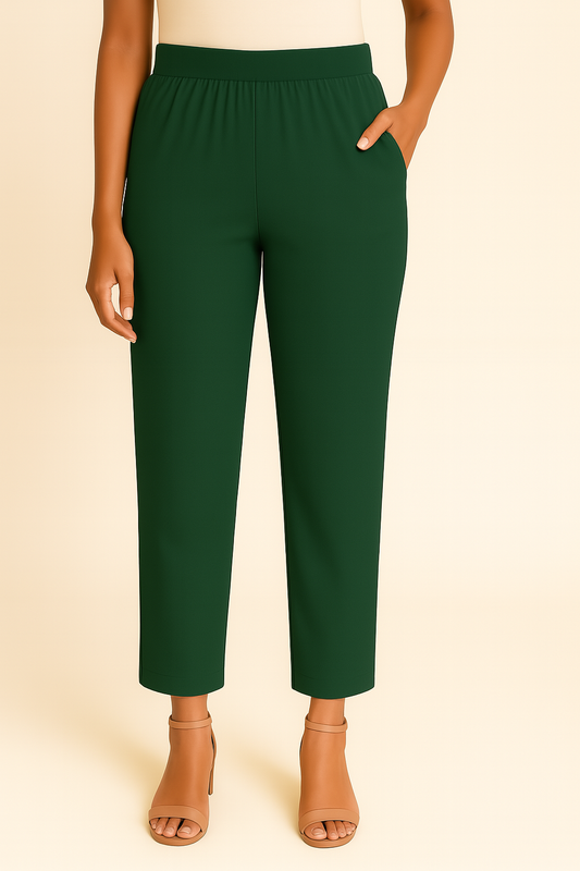 Hunter Green Women's Solid Cotton Lycra Kurti Pant