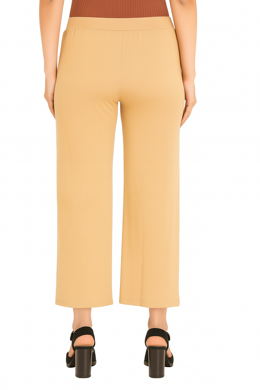 Beige Women's Solid Relaxed Fit Pant