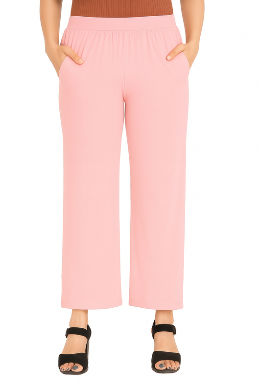 Baby pink Women's Solid Relaxed Fit Pant