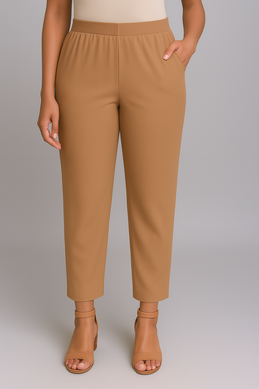 Indian Tan Women's Solid Cotton Lycra Kurti Pant