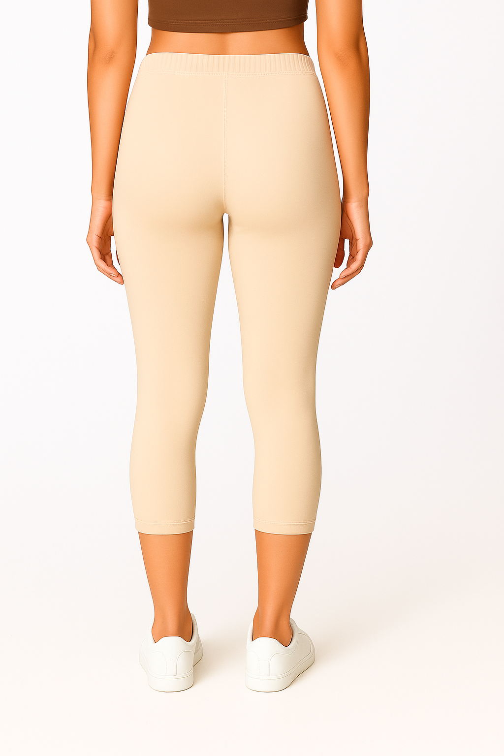 Beige Women’s Solid Casual Capri