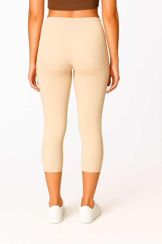 Beige Women’s Solid Casual Capri