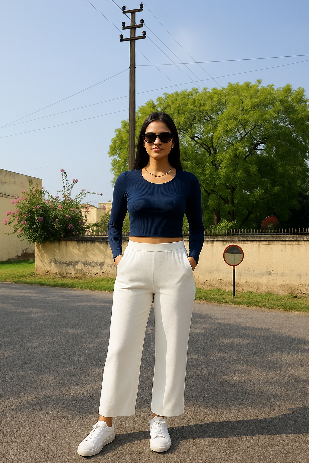 White Women's Solid Relaxed Fit Pant