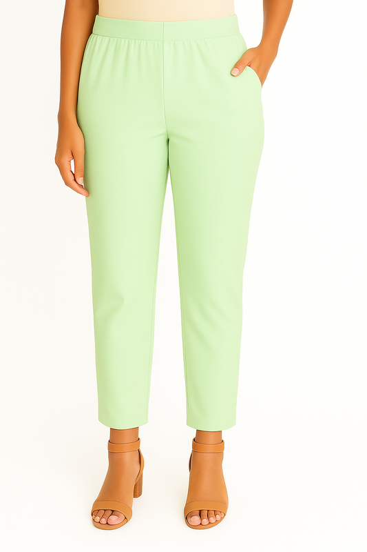 Pastel Green Women's Solid Cotton Lycra Kurti Pant