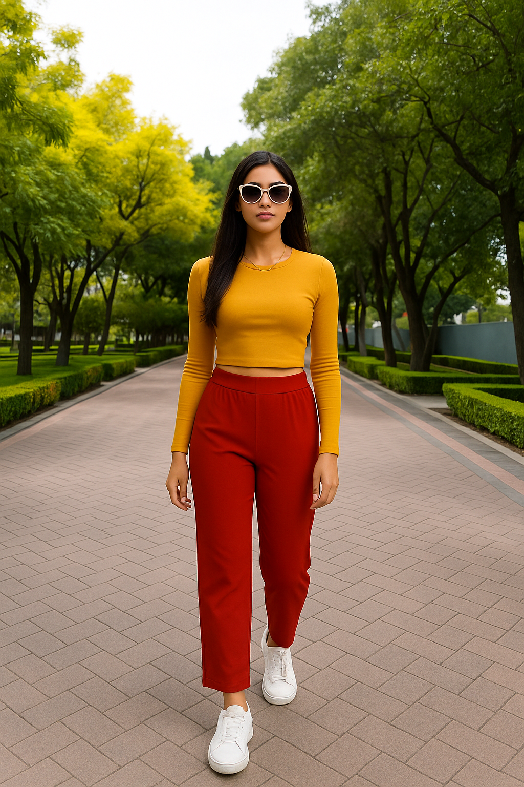 Red Women's Solid Relaxed Fit Pant
