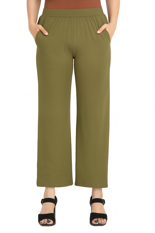 Mehendi Women's Solid Relaxed Fit Pant`