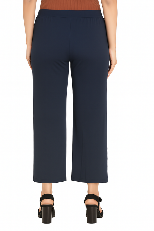 Denim Blue Women's Solid Relaxed Fit Pant