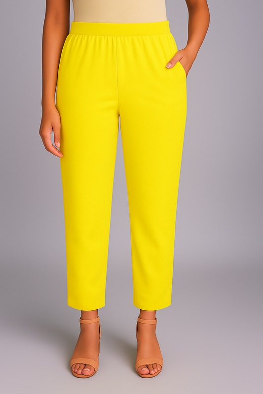 Sunshine Yellow Women's Solid Cotton Lycra Kurti Pant