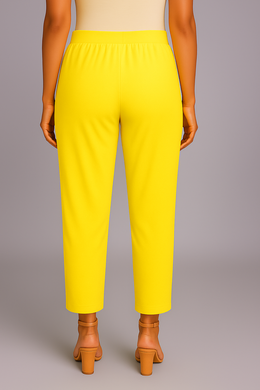 Sunshine Yellow Women's Solid Cotton Lycra Kurti Pant