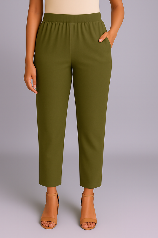 Olive Green Women's Solid Cotton Lycra Kurti Pant