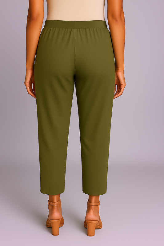 Olive Green Women's Solid Cotton Lycra Kurti Pant