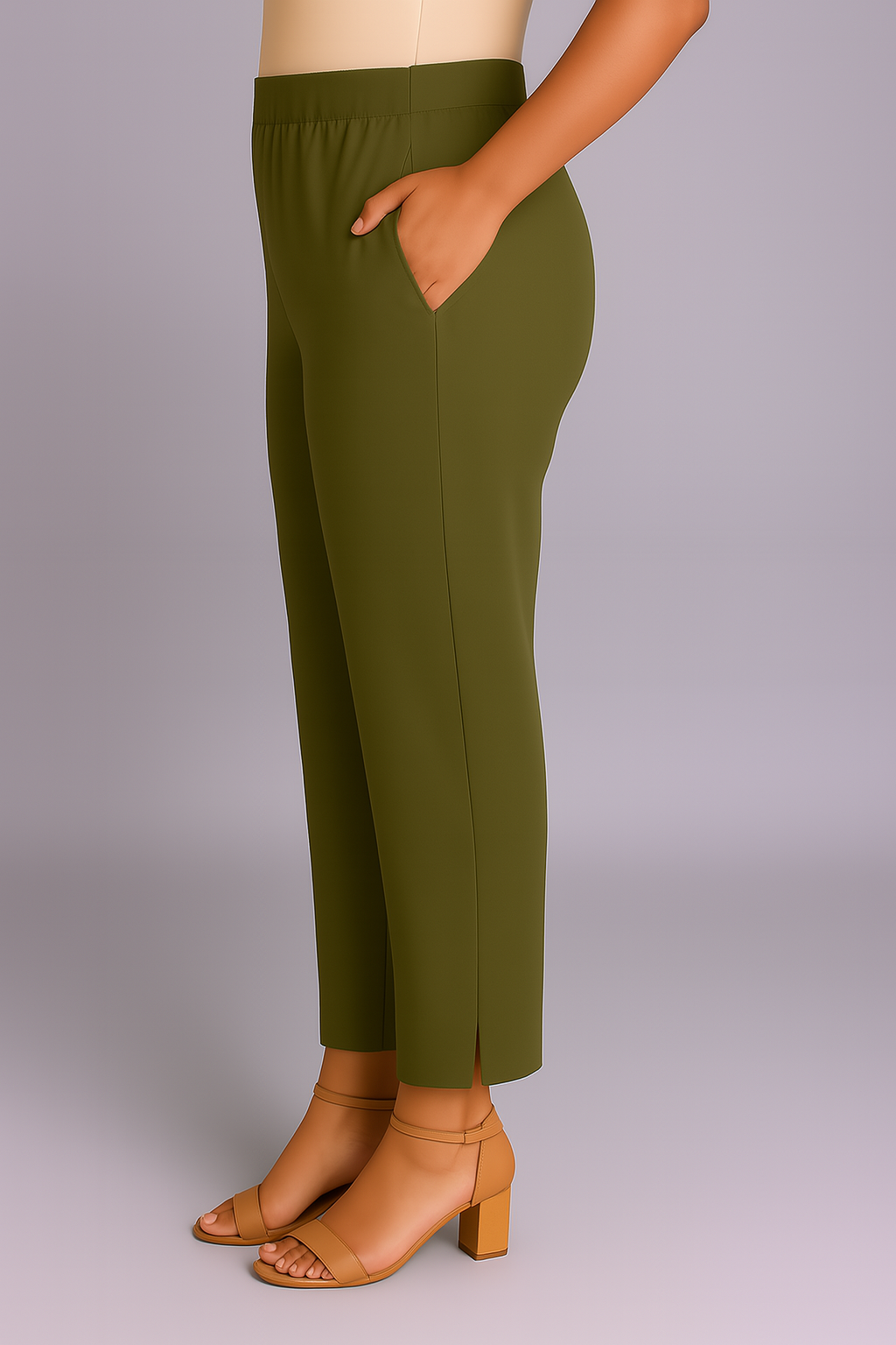 Olive Green Women's Solid Cotton Lycra Kurti Pant