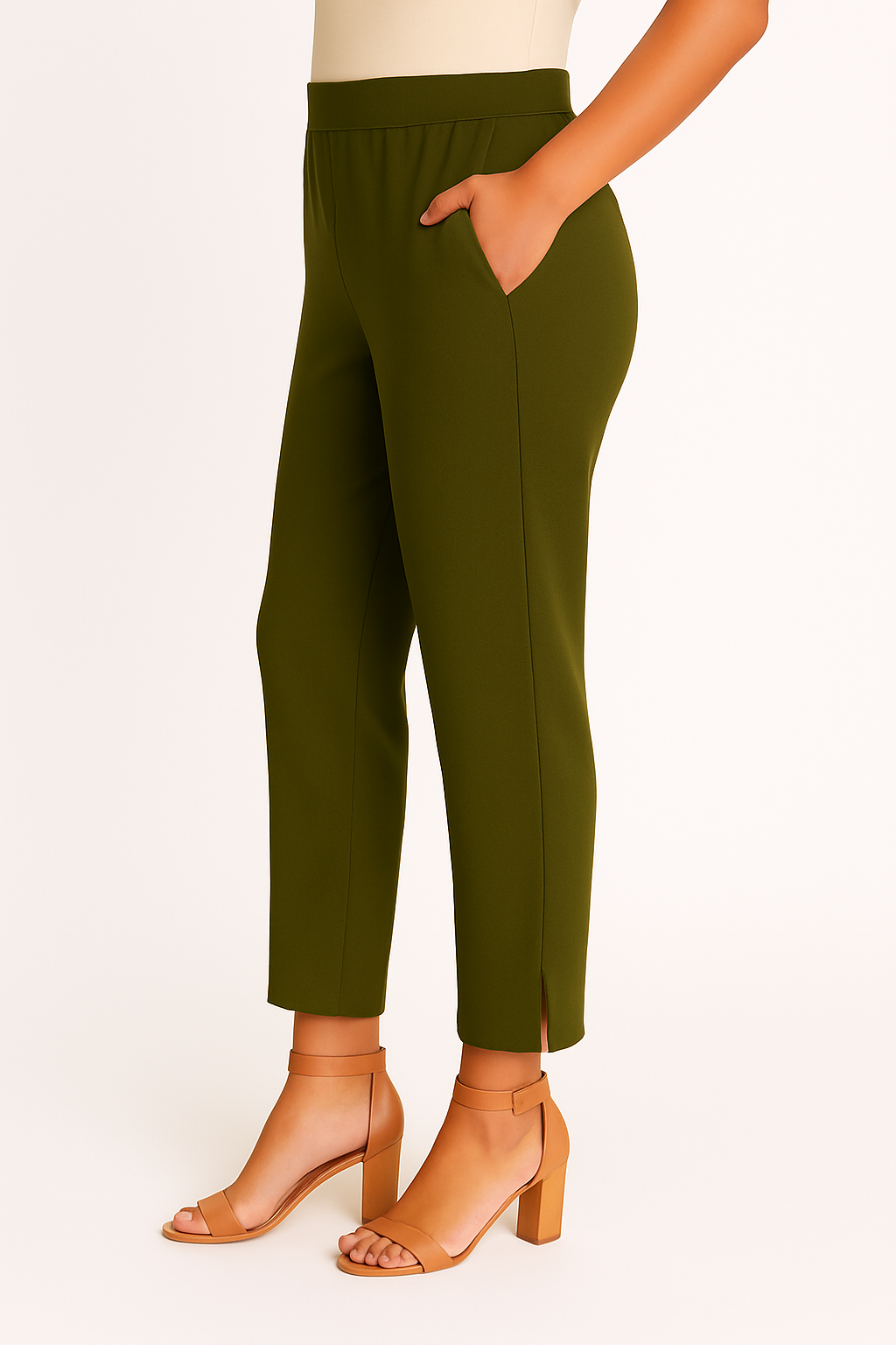 Dark Mehendi Women's Solid Cotton Lycra Kurti Pant