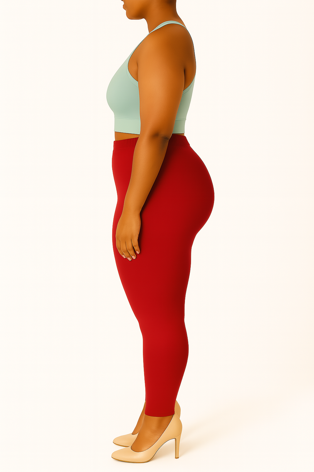 Red Women's Ankle Length Plus Size Stretchable Cotton Lycra Leggings