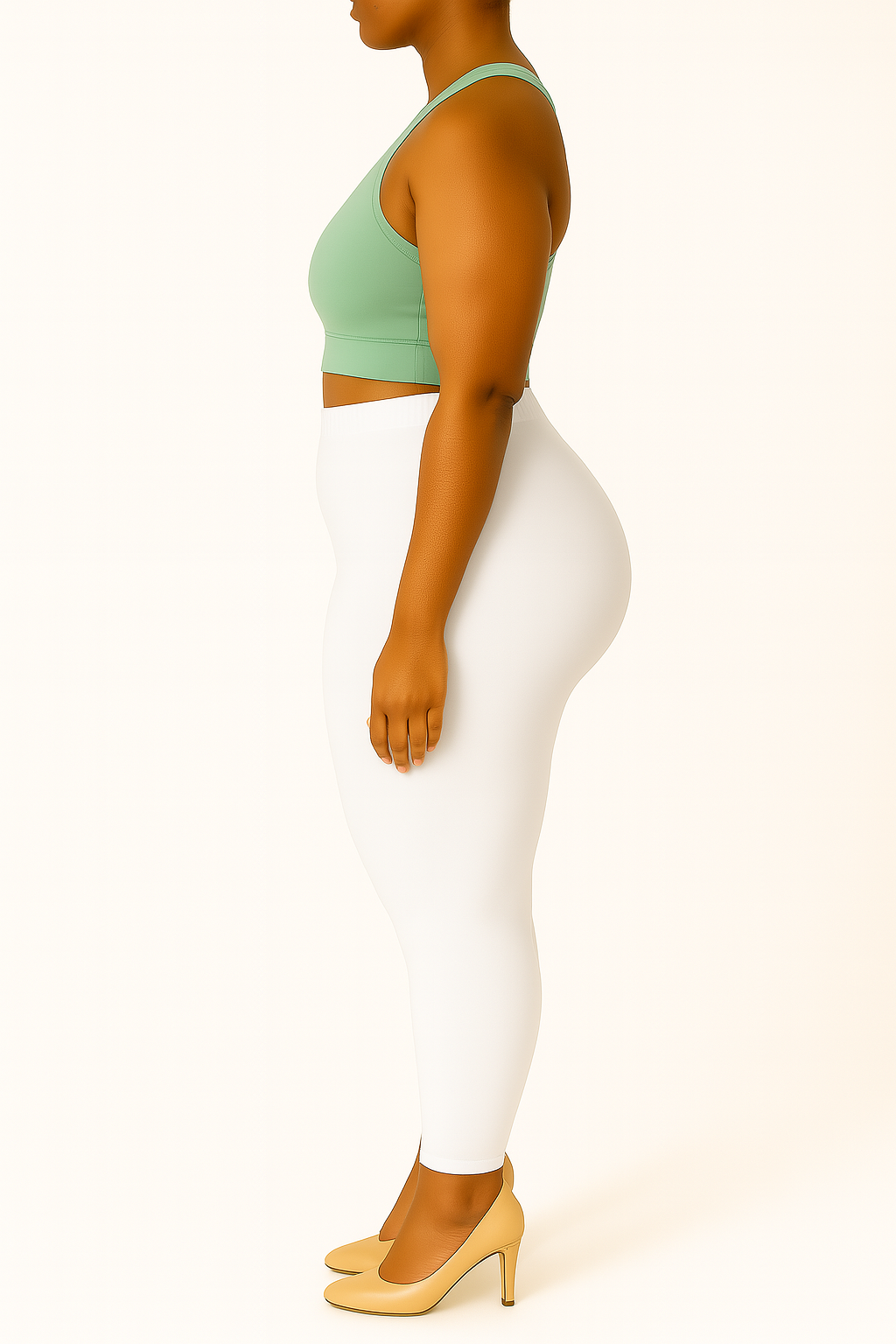 White Women's Ankle Length Plus Size Stretchable Cotton Lycra Leggings