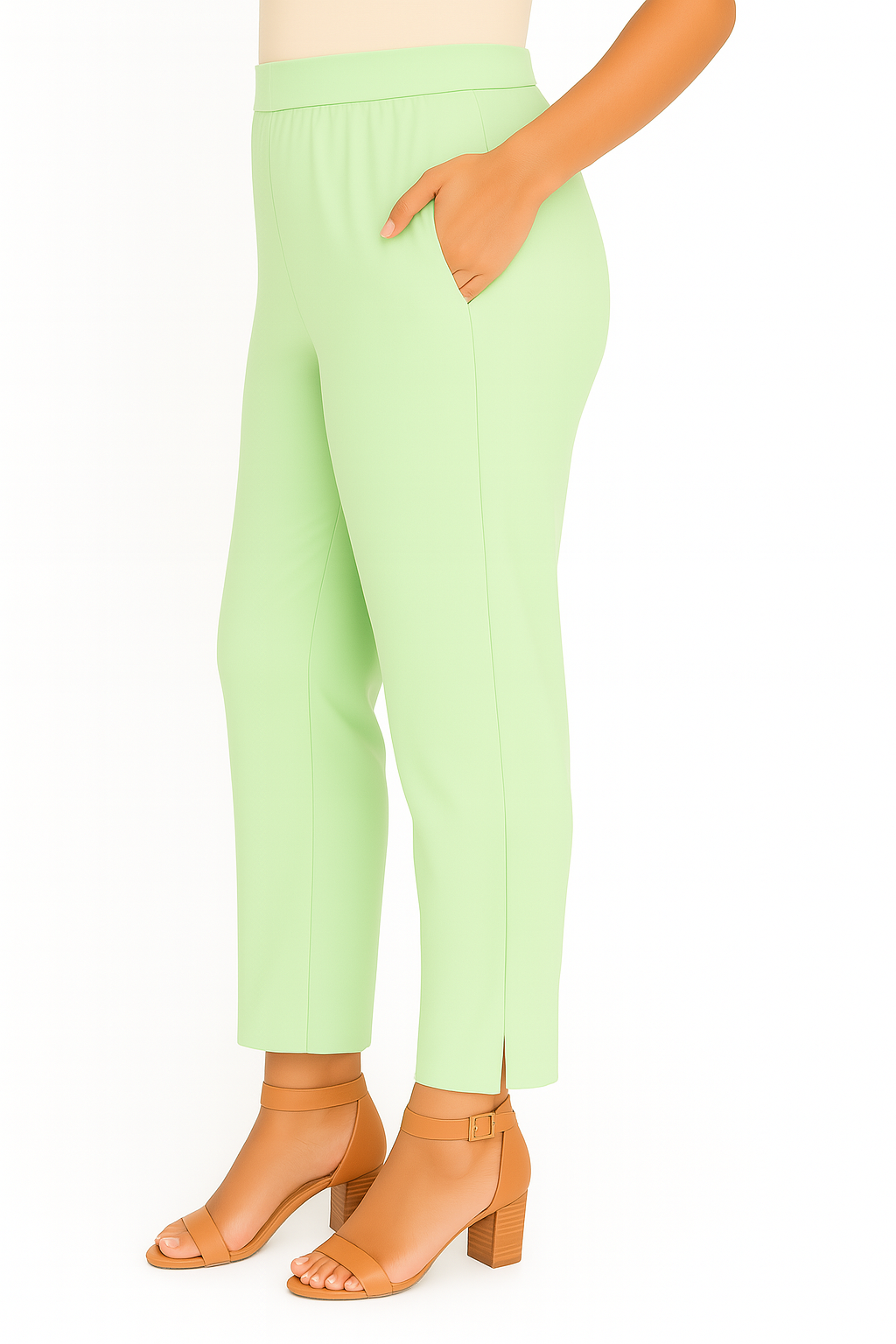 Pastel Green Women's Solid Cotton Lycra Kurti Pant