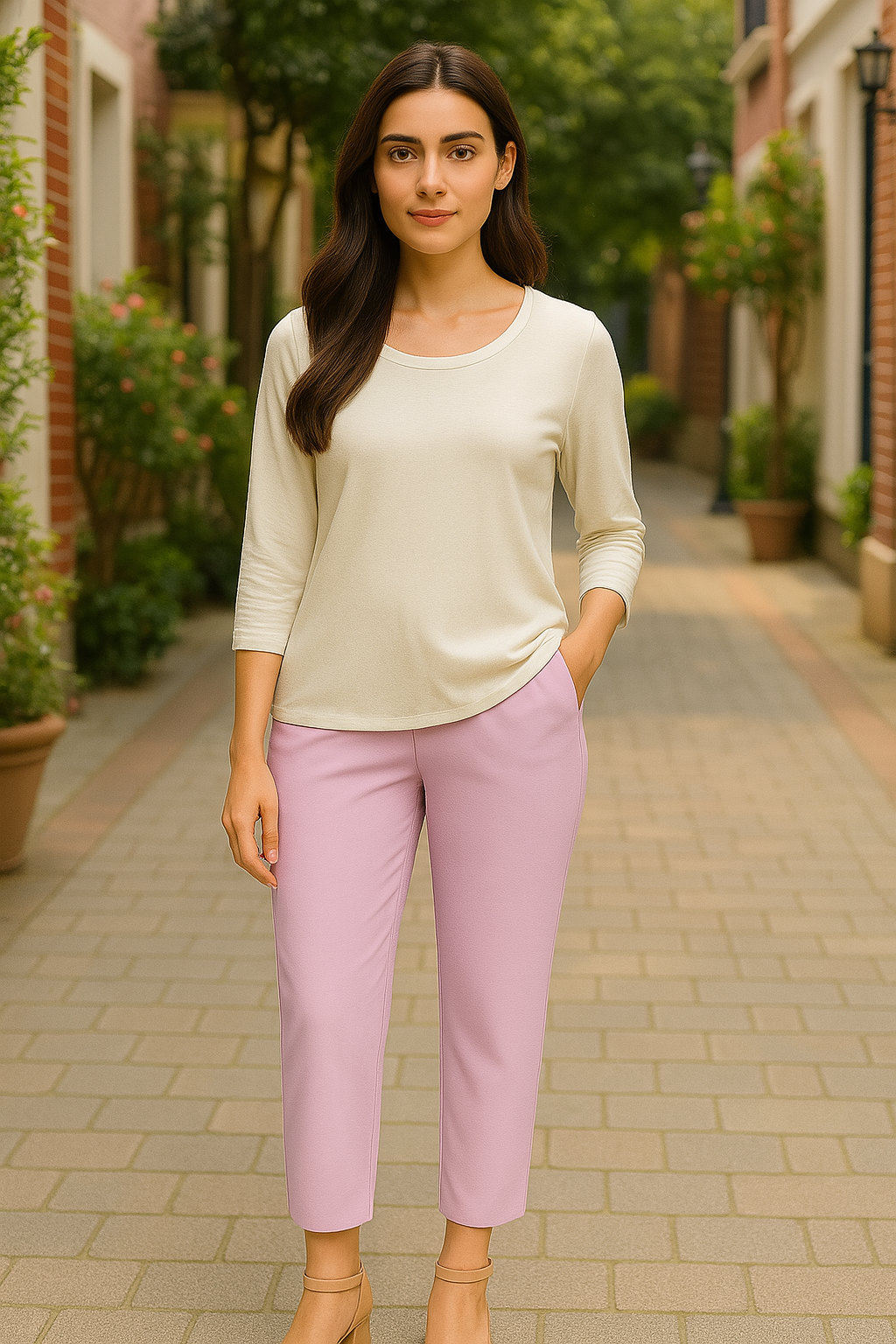 Cradle Pink Women's Solid Cotton Lycra Kurti Pant